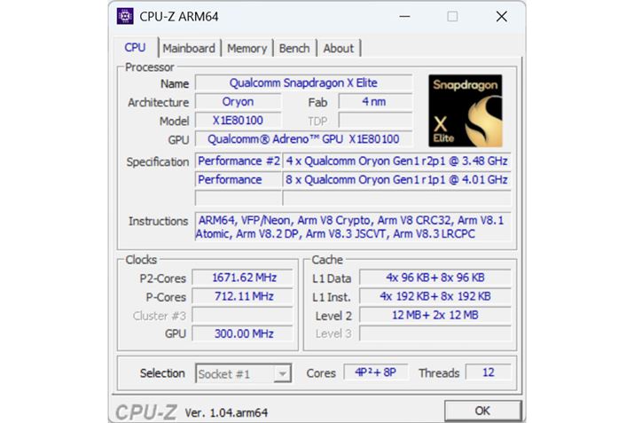 CPȔmFłuCPU-ZvɂArm64łpӂĂ܂BRA4RA8RA̍v12RAŁAvZX[4nmł邱Ƃ킩܂