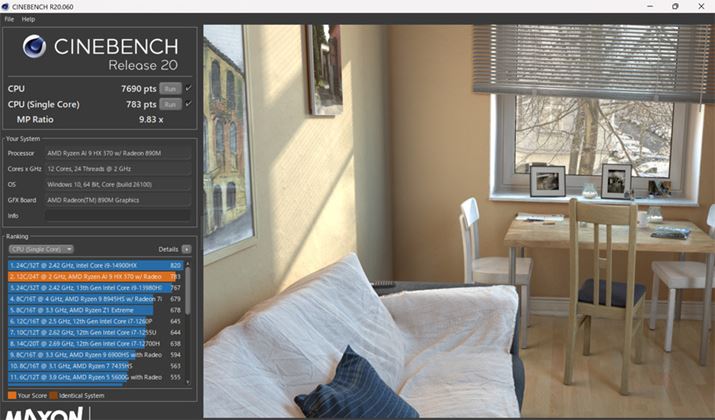 CPȔ\𑪒肷uCINEBENCH R20v̌ʁBCéuCore i9-14900HXvXRA͉łAuCore i9-13980HXvł