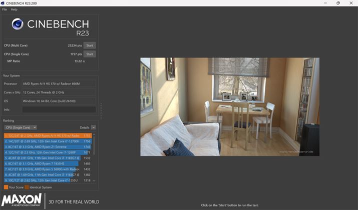 CPȔ\𑪒肷uCINEBENCH R23v̌ʁBCéuCore i7-12700HvƂقړXRAł