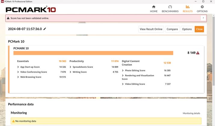 p\Ȓ\𑪒肷uPCMark 10 Professional Editionv̌ʁBXRA8149ƔɃnCXRAł