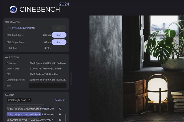 uCinebench 2024vł̌vʁBVORA68A}`RA286͌čXRAł͂Ȃ
