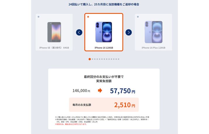 KDDIWebTCgBuX}zgNvOvKpčwA25ڂɕԋpꍇA146,000~́uiPhone 16(128GBf)v57,750~ŗpł