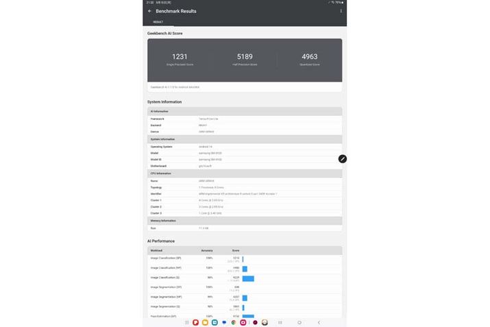 uGeekbench AI 1.1.0ṽXRA