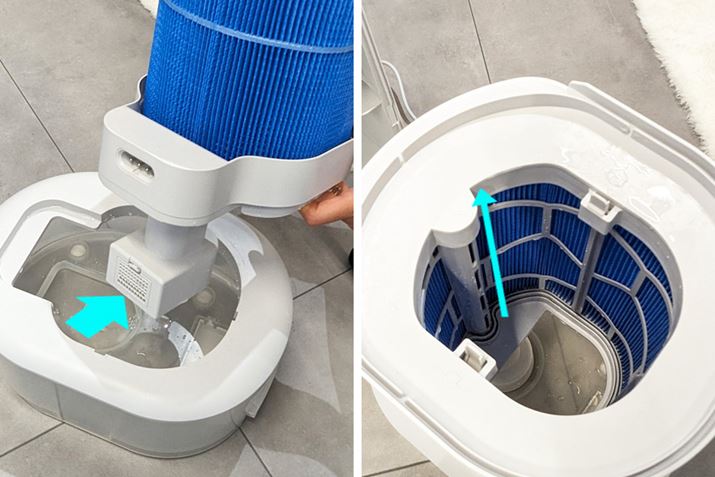 tB^[tp[c̉ɂ|vŃ^N̐zグA㕔܂ő܂BȂA|vɂ̓S~̐Nh߂ɃvtB^[𑕔