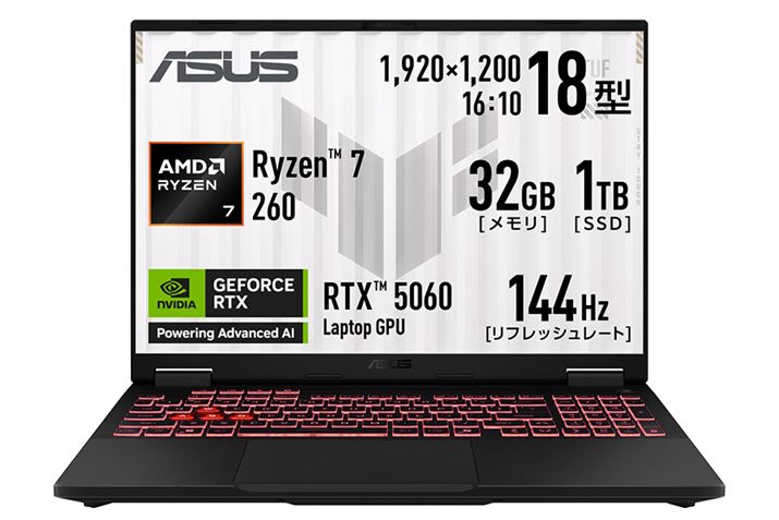 {\18C`̑ʃfBXvC18C`fuASUS TUF Gaming A18 FA808UMiFA808UM-R7R5060Sjv