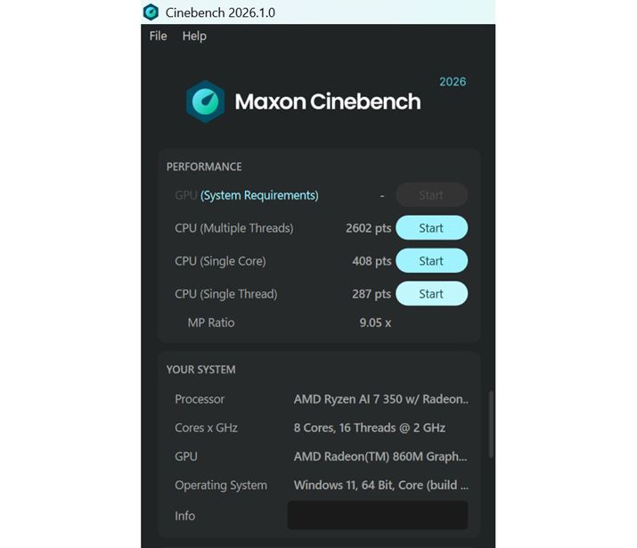 �uCineBench 2026�v�̌���