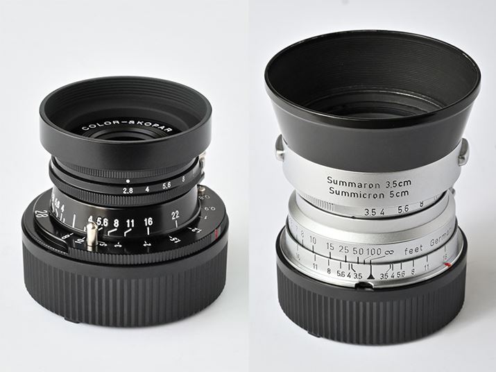 ���̂ق��A�uCOLOR-SKOPAR 28mm F2.8 Aspherical (Type I)�v�i���j�ƁuSummaron 35mm f3.5 L ����^�v�i�E�j�Ȃǂ��g���Ă��܂�