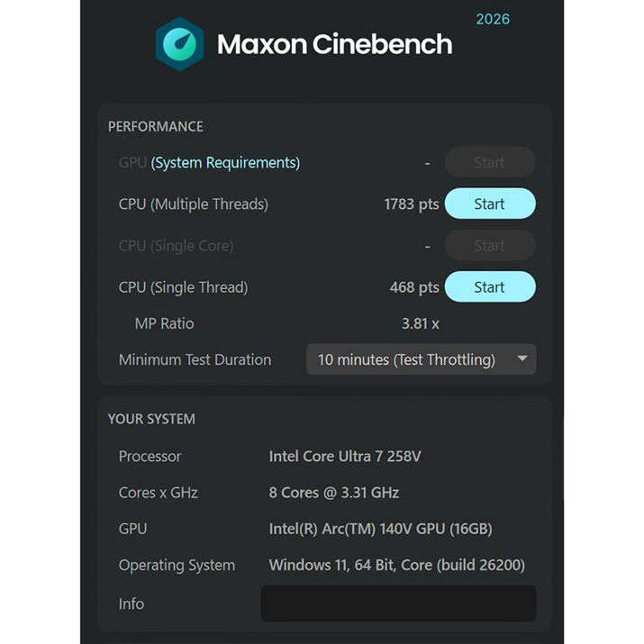 �uCINEBENCH 2026�v�̃X�R�A