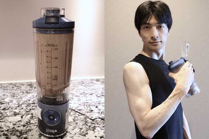 ����`�F�b�N����uNinja Blast Max�v�i�_�[�N�l�C�r�[�j�B�e�킪�X�g���b�v�t���̃^���u���[�ɂȂ��Ă���A�e�ʂ͍ő�530ml�B�~�b�N�X�����h�����N���R�b�v�ȂǂɈڂ����ƂȂ����߂܂�