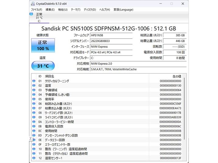 �X�g���[�W��PCIe Gen4 x4�ڑ���SSD�uSandisk PC SN5100S SDFPNSM-512G-1006�v�𓋍�