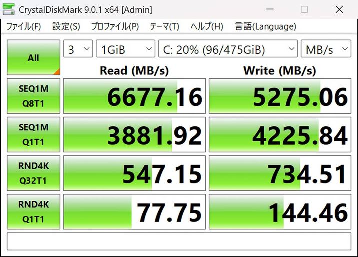 �uCrystalDiskMark 9.0.1�v�̌���