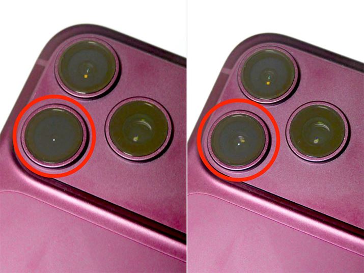 �uiPhone 18 Pro�v�̔w�ʃJ�����B�i��l��ς���ƁA���C���J�����i�����j�̒������̉~���ω����Ă���̂��킩��܂�