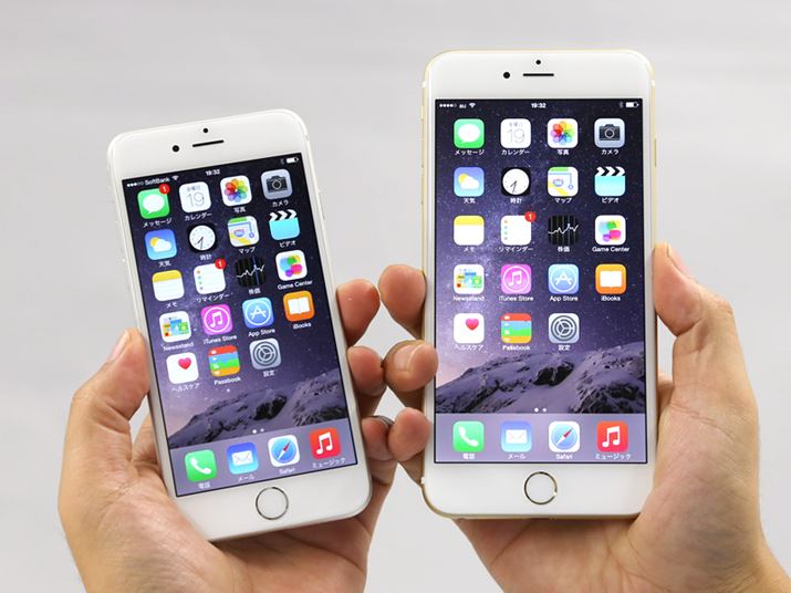 4.7�C���`�́uiPhone 6�v�i���j��5.5�C���`�́uiPhone 6 Plus�v�i�E�j