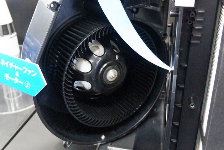 �t�@���ɂ́A�g���{�̉H���`������p�������C��R�����Ȃ��݌v���̗p�B������^�]���ጸ�ɂȂ����Ă���