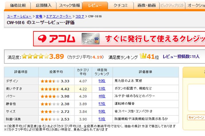 �}10�F�R���i�uRC-1616�v�̃��[�U�[�]���i2016�N7��6�����_�j