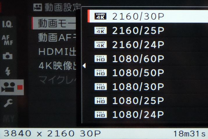 MOV`ł4Ki3840×2160j/30p 24pL^ɑΉ