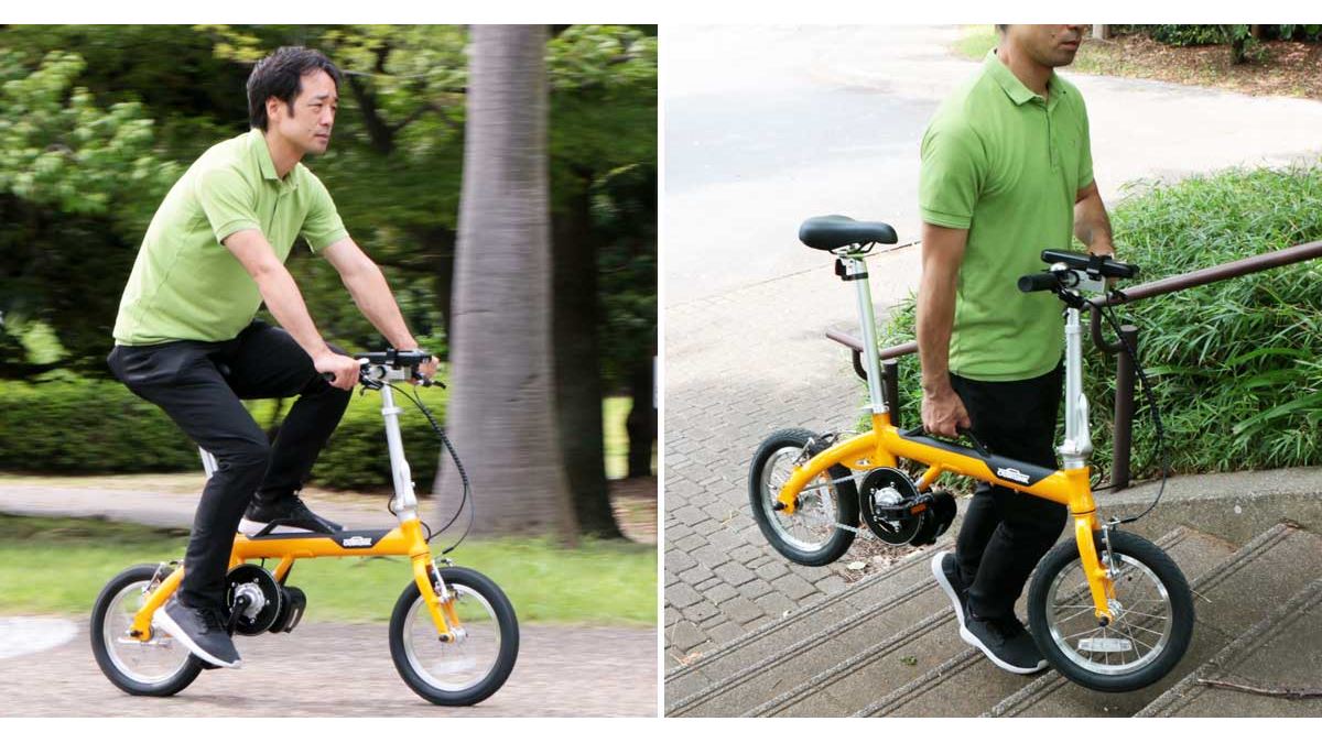 30秒かからずに輪行準備完了！ モバイルバッテリーで走る電動