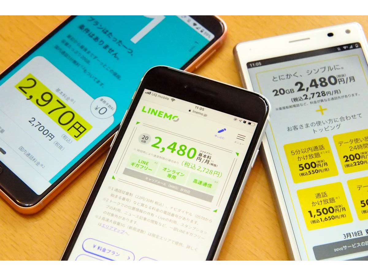 いよいよ始まる「ahamo」「povo」「LINEMO」の“違い”をおさらいしよう
