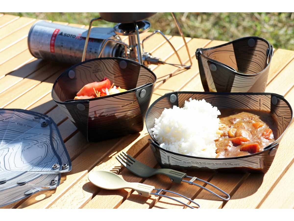 ペラペラなシートが食器に変身！ 楽に持ち運べる“折りたたみ食器