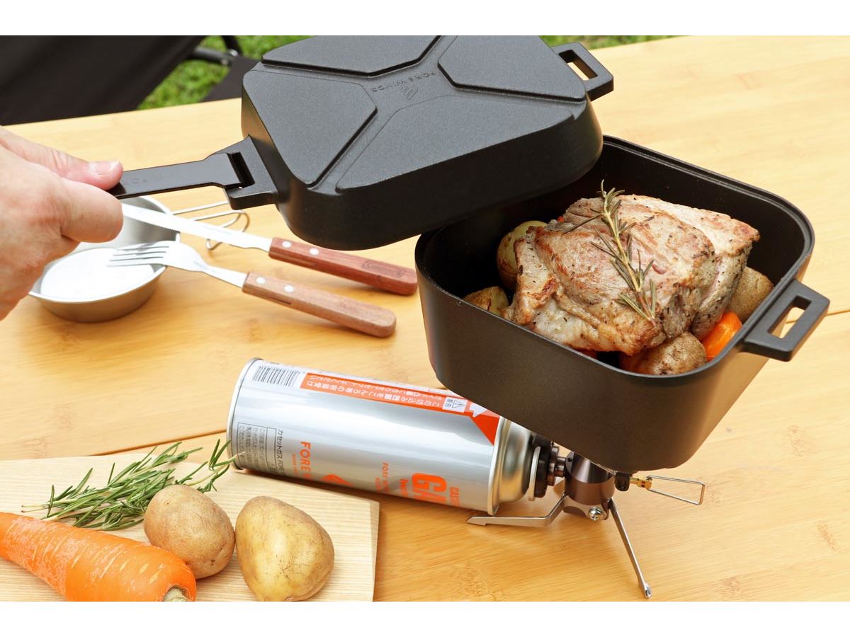 未使用　イワタニCAMP STOVE+ダッチオーブン 錆びない・軽い・準備ラク！ 火起こし不要の「ミニダッチオーブン」で