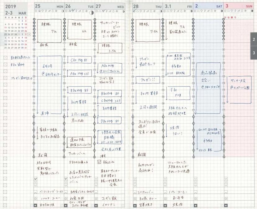 2019 手帳 バーチカル