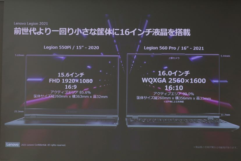 レノボ、Ryzen 7とRTX 30搭載のゲーミングノートPC「Legion 560 Pro」。画面は16:10の16型 - 価格.comマガジン