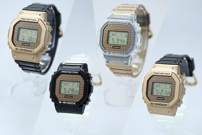 G-SHOCK“チェーンモチーフ”文字板のゴールド腕時計、付け替え