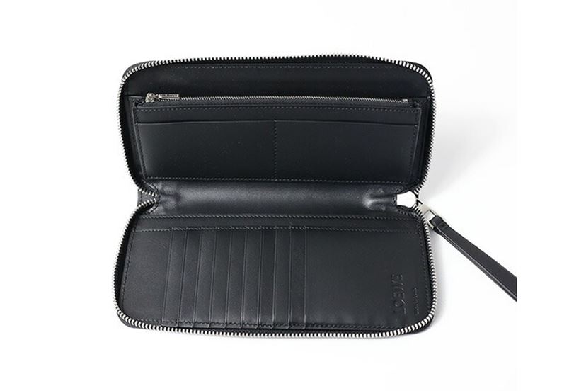 IL BISONTE 長財布 オーガナイザー ロゴ型押し 多機能 大容量 黒 男のため