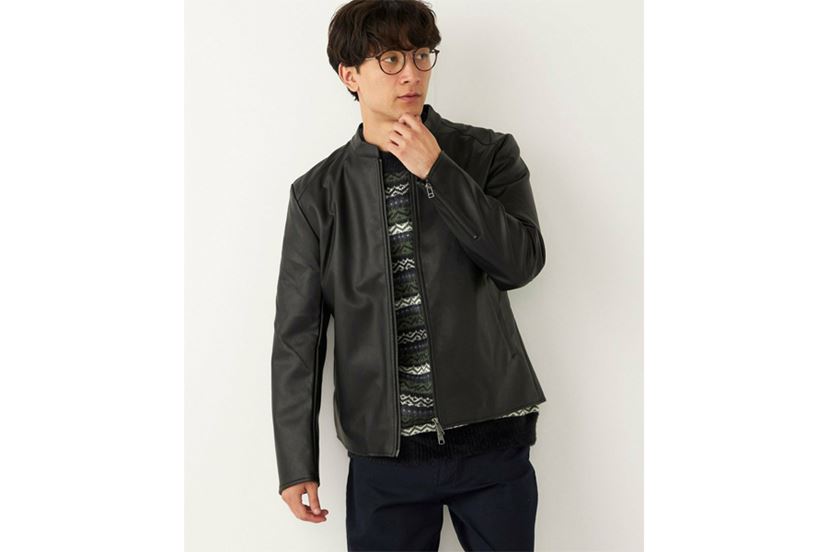 【美品】シップス　やぎ革　シングル　ライダースジャケット　ブラック　Mサイズ Ships 羊革 シングルライダースジャケット M 8-hb（On/Offで
