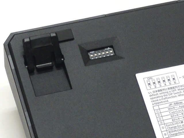 裏面のチルトスタンドとDIPスイッチ