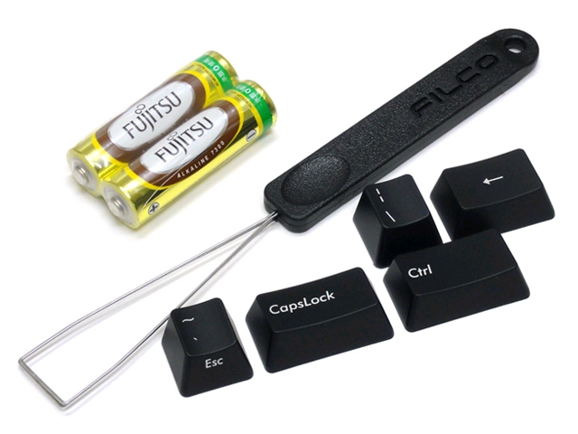 DIPスイッチでキーコードを変更した時に使う交換用キーキャップが付属