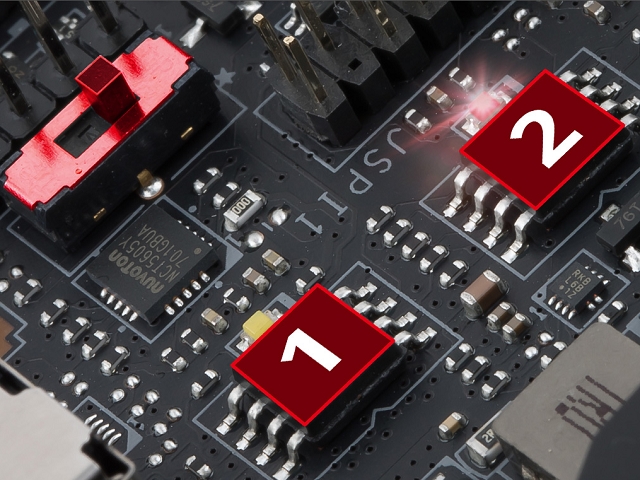 �X�C�b�`�Ő؂�ւ��\��BIOS�𓋍ځB2��BIOS�`�b�v�𓋍ڂ��A�Е���BIOS�ɖ�肪�o���ꍇ�́A�\����BIOS�ɐ؂�ւ��鎖��BIOS�̋N�����\�ɂȂ�܂��B