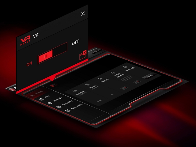 One Click to VRで簡単にVRを楽しむことができます。一回のクリックですべての主要パーツが最高の性能を発揮できるよう設定でき、スムーズなVR体験をサポートします。