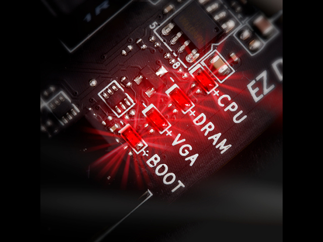 EZ DEBUG LED:�g���u�������ł����H�I���{�[�h�̎�v���i�ɑΉ�����LED�����̔�������\�����A��̓I�ɂǂ����m�F���đΉ����ċN��������ׂ������킩��܂��B