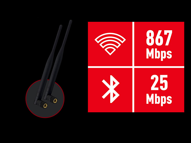 ���̎�����Intel Wi-Fi/BLuetooth�\�����[�V�����́A�X�}�[�g��MU-MIMO�Z�p���g�p���AAC�̑��x���ő�867Mbps�܂ň����グ�܂��B