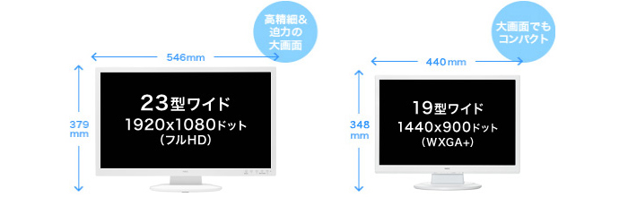 選べる2サイズのディスプレイ