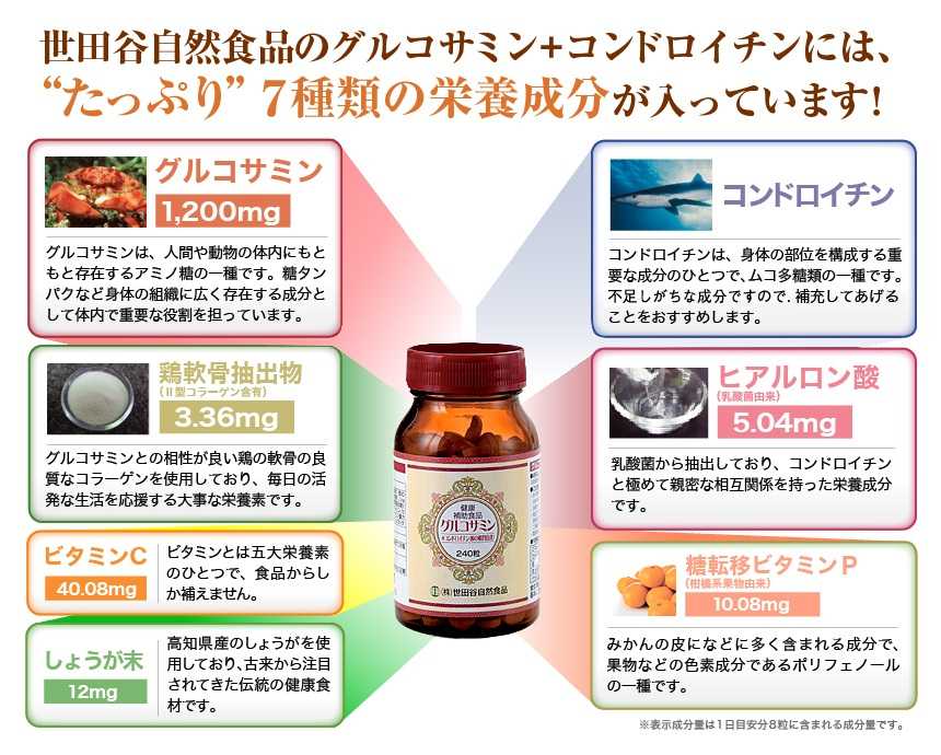 世田谷自然食品 グルコサミン+コンドロイチン(鮫の軟骨由来) 約1ヵ月分 