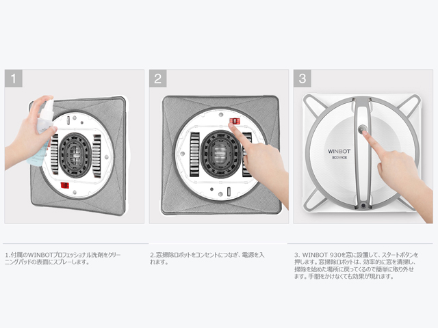 たったの3つの簡単なステップで、窓1枚を丸ごときれいにお掃除します。