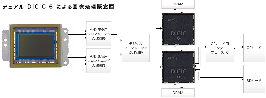 画像処理性能を追求。映像エンジンはEOS初のDIGIC 6を2基搭載。