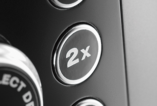 5種類のカフェメニューがプリセット。「2x」ボタンでたっぷりの2倍量も楽しめる