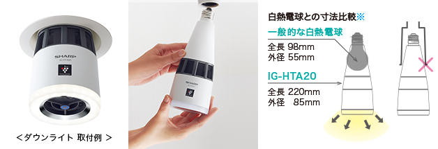 SHARP プラズマクラスターイオン発生器 付き LED照明 IG-HTA20