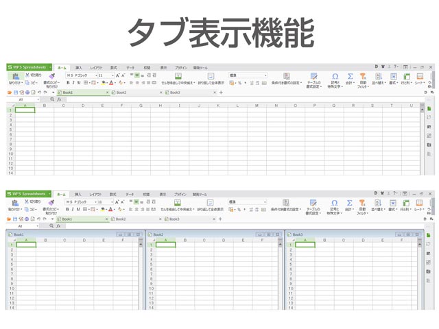 WEBブラウザのように開いたファイルをタブで表示したり、ファイルを並べて比較したりすることが出来ます。複数のファイルを同時に扱うことが多い際に作業効率を大幅にアップします。