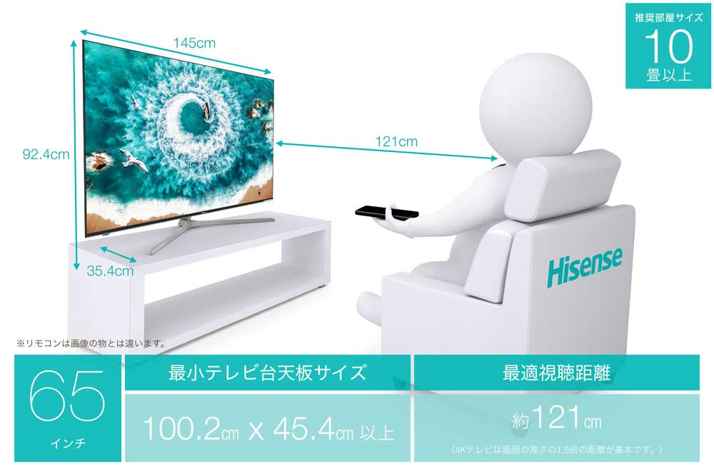 近鉄京都線 【美品】HISENSE 液晶テレビ 4K ハイセンス65U7E テレビ