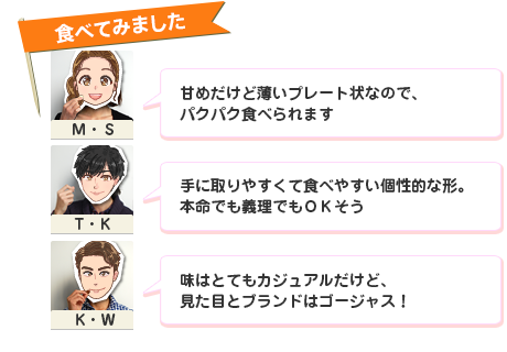 �H�ׂĂ݂܂��� �u�Â߂����ǔ����v���[�g��Ȃ̂ŁA�p�N�p�N�H�ׂ��܂��v�iM�ES�j�u��Ɏ��₷���ĐH�ׂ₷�����I�Ȍ`�B�{���ł��`���ł�OK�����v�iT�EK�j�u���͂ƂĂ��J�W���A�������ǁA�����ڂƃu�����h�̓S�[�W���X�I�v�iK�EW�j