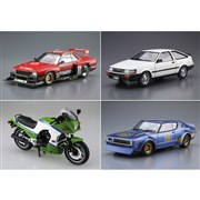 「1/24 ニッサン KDR30 スカイラインスーパーシルエット '82」「1/24 トヨタ AE85 カローラレビン 1500SR '85」など