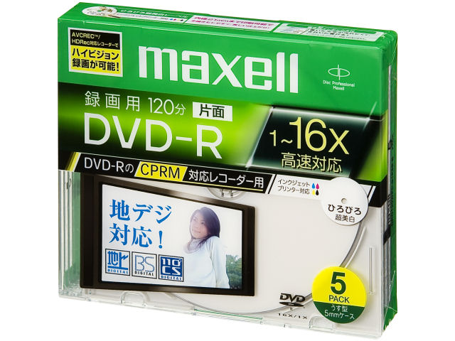 DRD120WPC.S1P5S B (DVD-R 16�{�� 5���g) �̐��i�摜