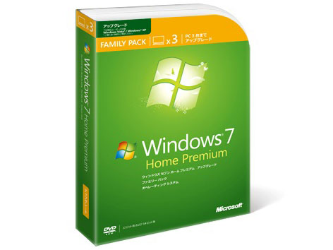 Windows 7 Home Premium �A�b�v�O���[�h�Ńt�@�~���[ �p�b�N �̐��i�摜