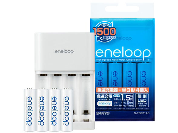 eneloop �P3�`4�t 2�{���E3�{���Ή� �}���[�d��Z�b�g N-TGR01AS �̐��i�摜