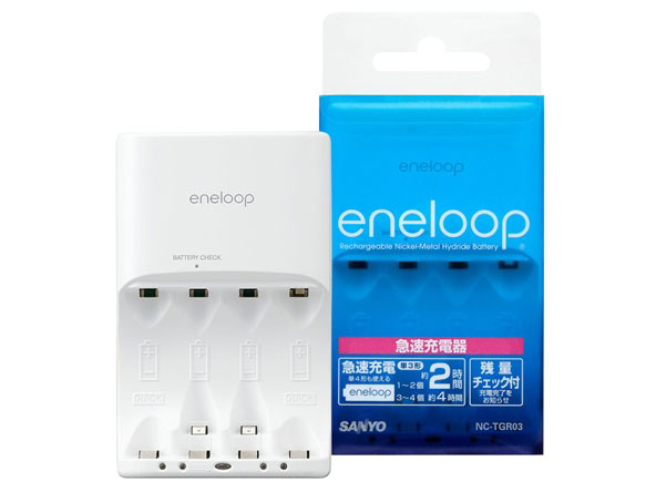 eneloop �P3�`�E�P4�`���p�c�ʃ`�F�b�N�@�\�t�}���[�d�� NC-TGR03 �̐��i�摜