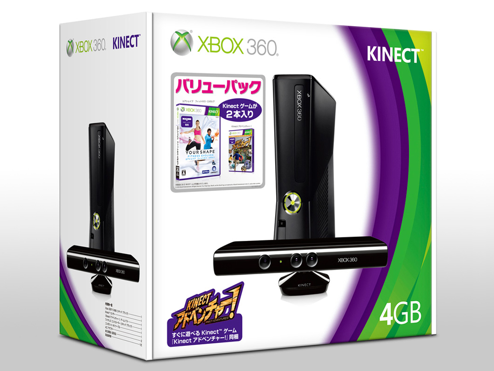Xbox 360 4GB + Kinect �o�����[�p�b�N